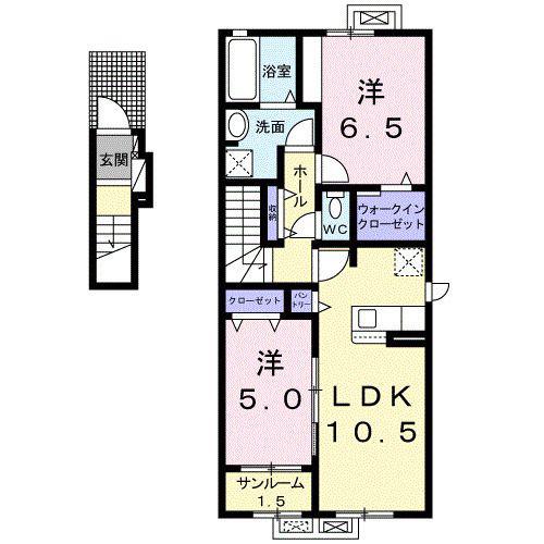 ルピナス B(2LDK/2階)の間取り写真