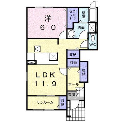 フォルトゥーナ(1LDK/1階)の間取り写真