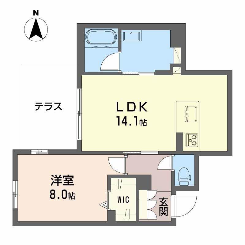 シャーメゾン 二口 パナⅩⅠ(1LDK/1階)の間取り写真