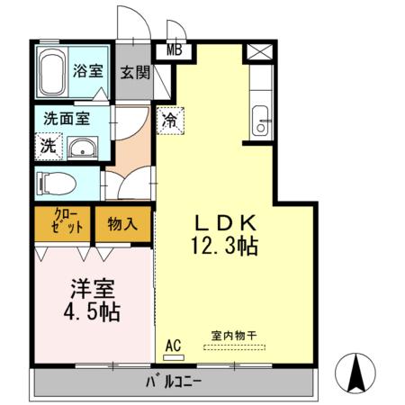 富山地鉄不二越上滝 南富山駅 徒歩31分 3階建 築16年(1LDK/2階)の間取り写真