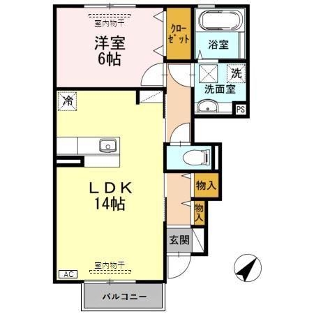 富山地鉄富山市内線 大町駅(富山) 徒歩15分 2階建 築12年(1LDK/1階)の間取り写真