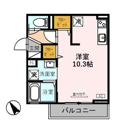 富山地鉄富山港線 オークスカナルパークホテル富山前駅 徒歩14分 3階建 築6年(ワンルーム/3階)の間取り写真