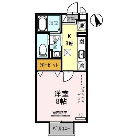 富山地鉄富山港線 オークスカナルパークホテル富山前駅 徒歩15分 2階建 築23年(1K/1階)の間取り写真
