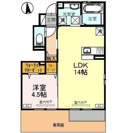 富山地鉄富山港線 粟島駅 徒歩8分 2階建 築9年(1LDK/1階)の間取り写真