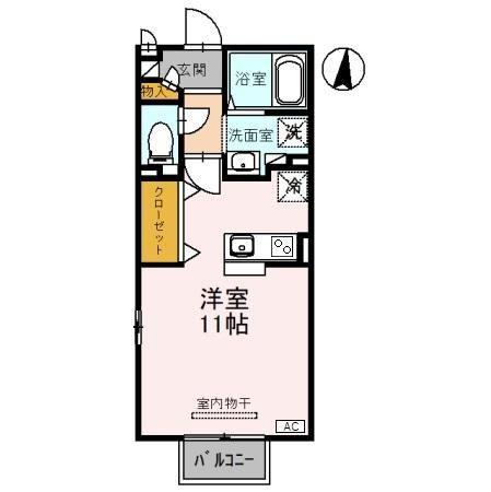 モナリエ杉木 B棟(ワンルーム/2階)の間取り写真
