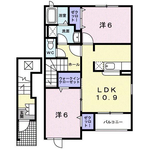 プロムナードⅢ(2LDK/2階)の間取り写真