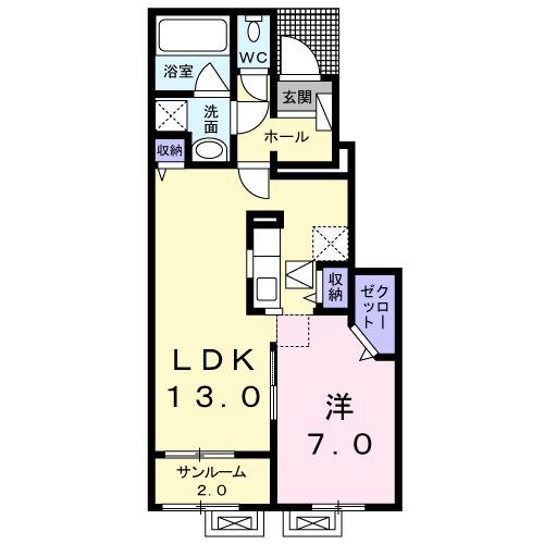 富山地鉄不二越上滝 朝菜町駅 徒歩12分 2階建 築11年(1LDK/1階)の間取り写真