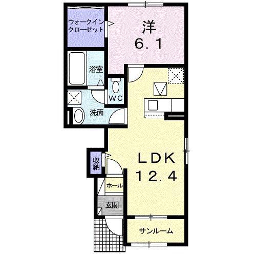 プリマステラ Ⅱ(1LDK/1階)の間取り写真