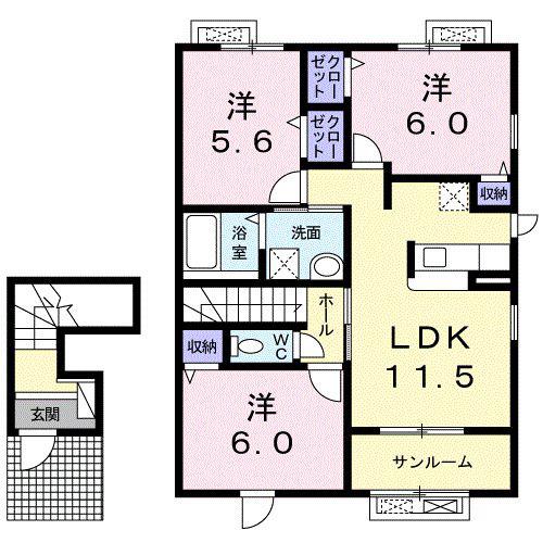 アグロス(3LDK/2階)の間取り写真