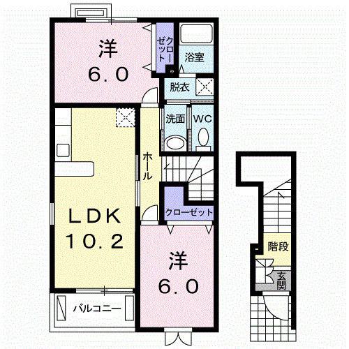 アルモニー(2LDK/2階)の間取り写真