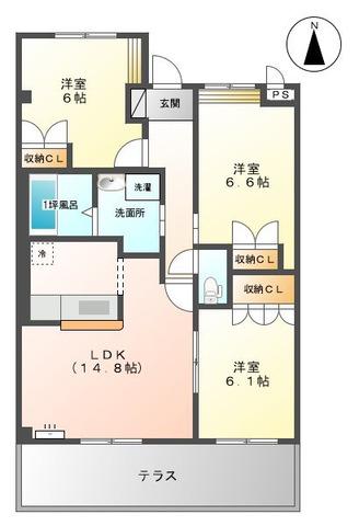 富山地鉄不二越上滝 南富山駅 徒歩9分 2階建 築17年(3LDK/1階)の間取り写真