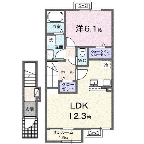 カモミール(1LDK/2階)の間取り写真