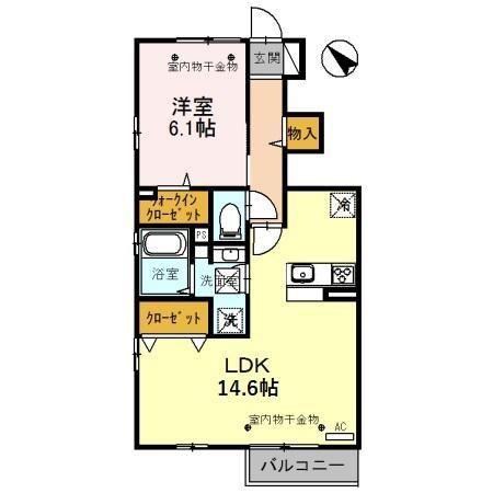D-ROOM片口(1LDK/1階)の間取り写真