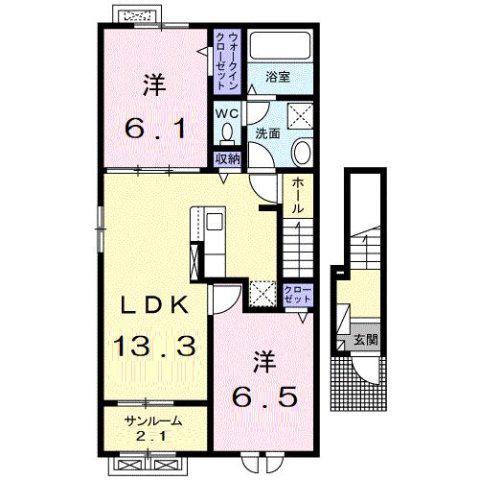 富山地鉄本線 新魚津駅 徒歩9分 2階建 新築(2LDK/2階)の間取り写真