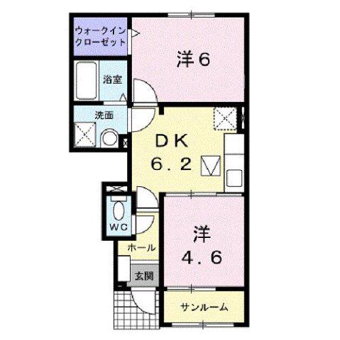 富山地鉄不二越上滝 大泉駅(富山) 徒歩4分 2階建 築16年(2DK/1階)の間取り写真