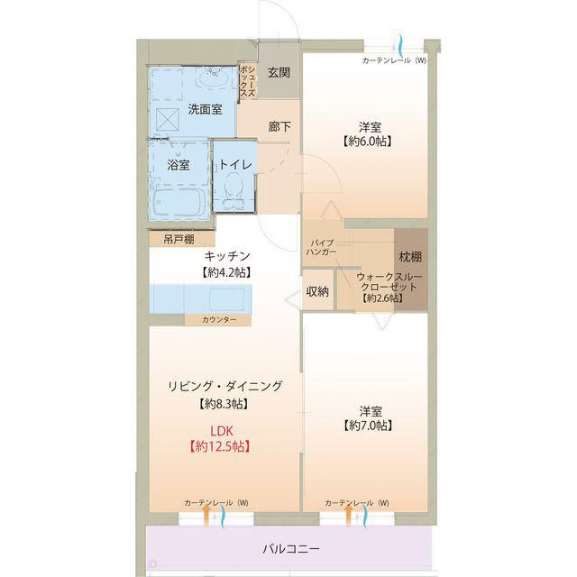 ハートフル043(2LDK/3階)の間取り写真