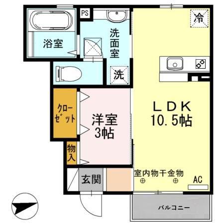 リエゾン シュシュ(1LDK/1階)の間取り写真