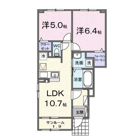 富山地鉄本線 東新庄駅 徒歩6分 2階建 新築(2LDK/1階)の間取り写真