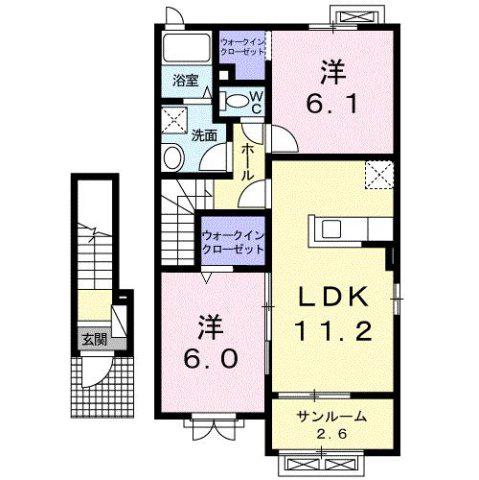 富山地鉄不二越上滝 上堀駅 徒歩20分 2階建 築14年(2LDK/2階)の間取り写真