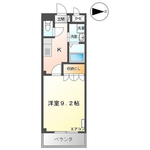 富山地鉄富山市内線 小泉町駅(富山) 徒歩9分 2階建 築15年(1K/1階)の間取り写真