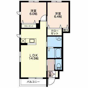 ベルフィオーレC(2LDK/1階)の間取り写真