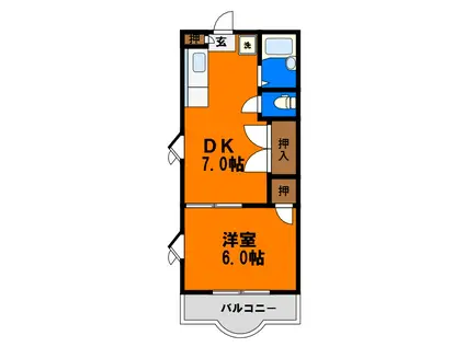 にふてぃはうす92(1DK/2階)の間取り写真