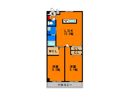 アメニティ21(2LDK/2階)の間取り写真