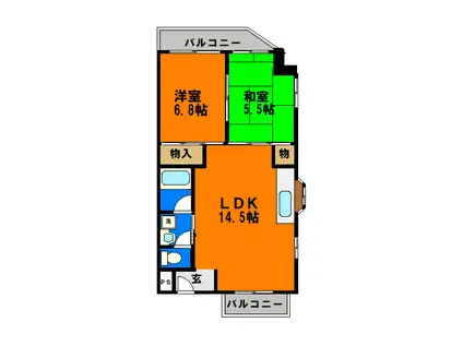 レミー・プライデK2(2LDK/3階)の間取り写真