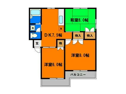 ニューエリ—ルⅠ(3DK/3階)の間取り写真