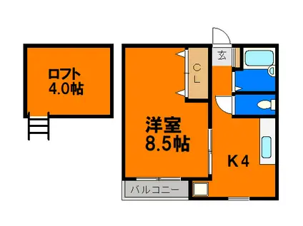 アネックス弁天(1K/2階)の間取り写真