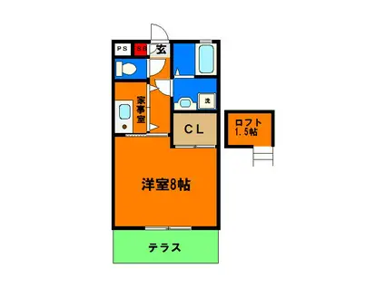 エクセルⅥ(1K/1階)の間取り写真