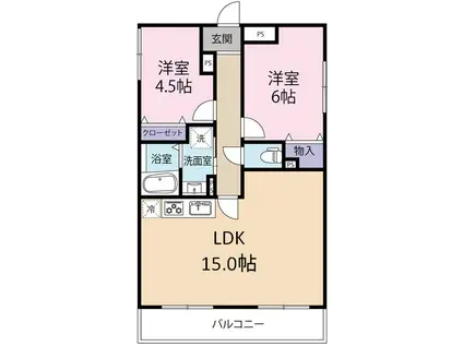 フローラ千葉中央(2LDK/2階)の間取り写真