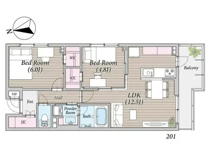 CLIVIA東菅野(2LDK/2階)の間取り写真