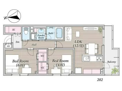 CLIVIA東菅野(2LDK/2階)の間取り写真