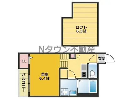 カーサ フェリーチェW(1SK/1階)の間取り写真