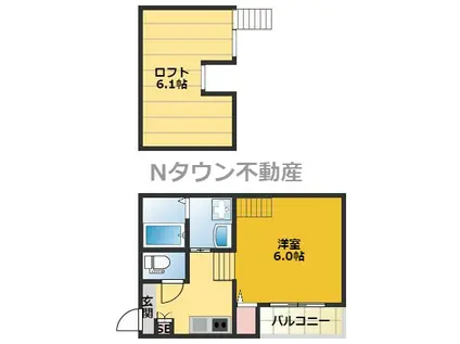 グリーンリーフ名城清水(1K/2階)の間取り写真