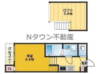 GLOBE AMARANTH 庄内通(1K/1階)の間取り写真
