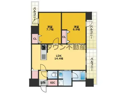 さくらHILLS NISHIKI PLATINUM RESIDENCE(2LDK/10階)の間取り写真