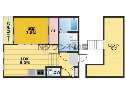 BRIX(1LDK/2階)の間取り写真