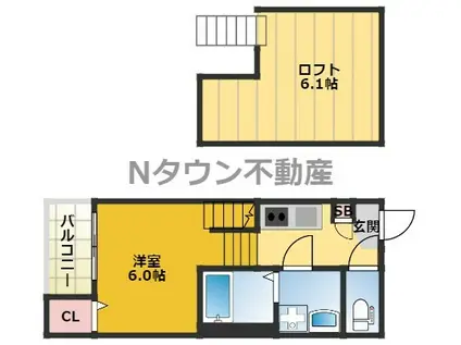 BLUE GARDEN(1K/2階)の間取り写真