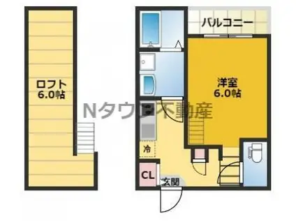 セレーノオオゾネ(1K/1階)の間取り写真