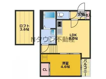 LE CIEL 大秋町(1LDK/2階)の間取り写真