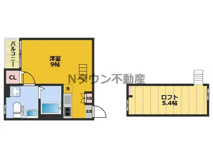 ピストハッタ(ワンルーム/1階)の間取り写真