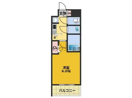 プレサンス鶴舞駅前レジス(1K/12階)の間取り写真