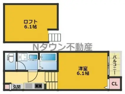 クレール名駅(1K/2階)の間取り写真