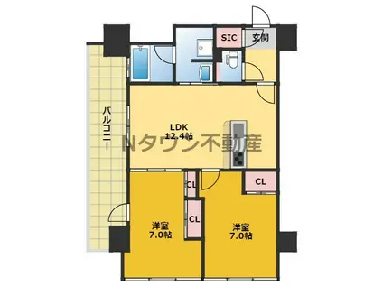 さくらHILLS NISHIKI PLATINUM RESIDENCE(2LDK/7階)の間取り写真