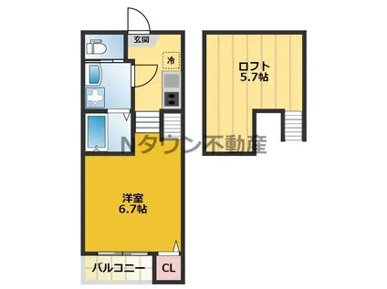 デザイナーズコーポ名北(1K/1階)の間取り写真