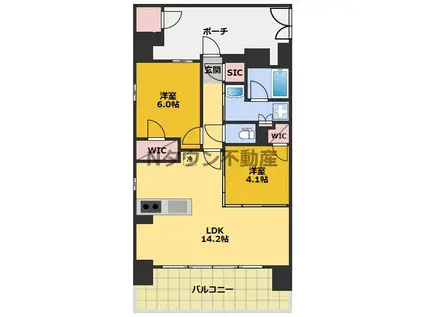 エステムプラザ名古屋UX(2LDK/12階)の間取り写真