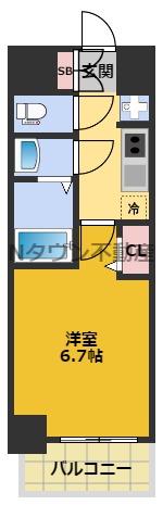 プレサンス広小路通今池(1K/10階)の間取り写真