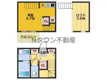 ハーモニーテラス並木(ワンルーム/1階)の間取り写真